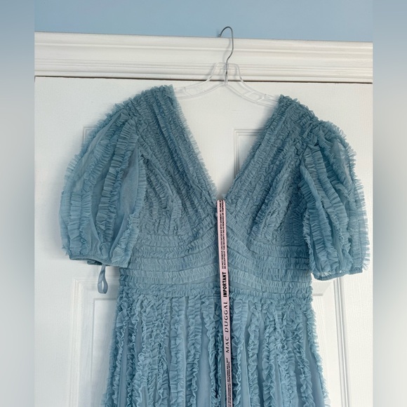 Mac Duggal Dresses & Skirts - MAC DUGGAL | V Neck Puff Sleeve Ruffle Tiered A Line Gown